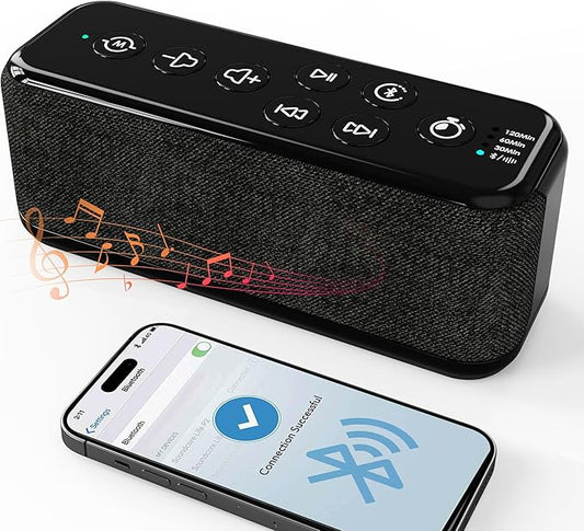 Sound Machine with Bluetooth,Wireless Rechargeable White Noise Machine,40H Long Runtime,Stereo Speakers,30/60/120m Timer,Memory Function,Portable Noise Machine for Sleeping/Office Privacy/Travel/Relax