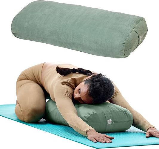 Gaiam Yoga Bolster - Long, Rectangular Meditation Pillow - Supportive Cushion for Restorative Yoga and Sitting on the Floor - Built-In Carrying Handle - Machine Washable Cover'