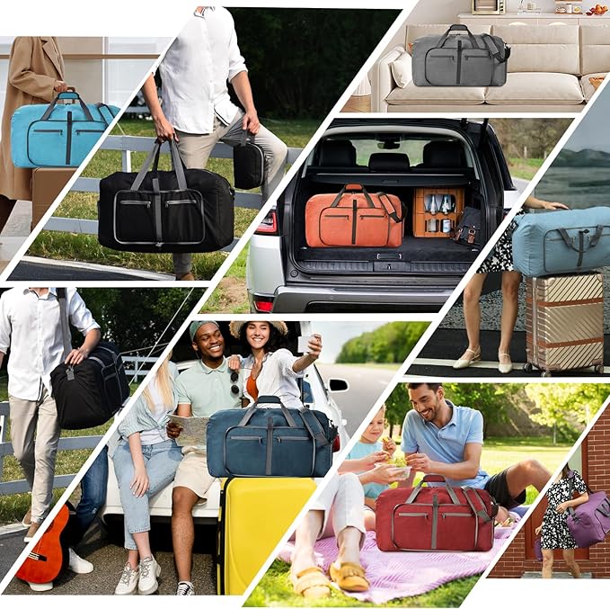 Felipe Varela Duffle Bag with Shoes Compartment and Adjustable Strap,Foldable Travel Duffel Bags for Men Women,Waterproof Duffel Bags