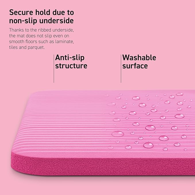 Yoga Mat Premium Non Slip Thick – Extra Comfortable Exercise Mat for Home Workouts, Pilates, Stretching & Gym – Cushioned NBR Foam, Gym Mat with Strap, for Women & Men