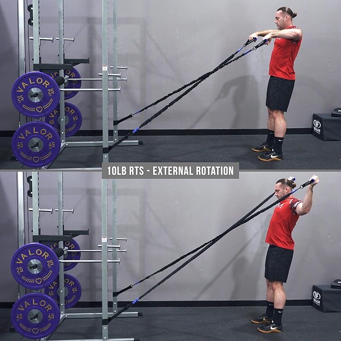 Valor Fitness Resistance Bands - 5lb to 25lbs - Carabiners Attached & 2 Bands per Weight Option with Handles– Sheath Covered - Strength Training New Compact 39" Design - Wall Door Rack Mount Options