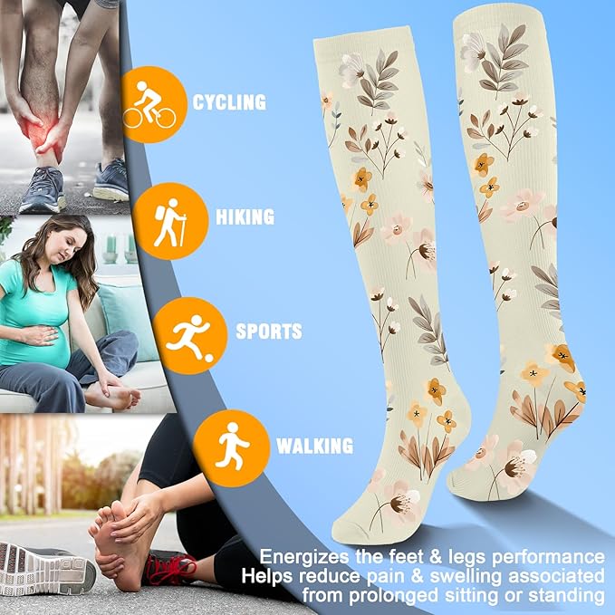 bropite Halloween Compression Socks for Women & Men-Pumpkin Ghost 6 Pairs 20-30mmhg Support Running Nurse Travel