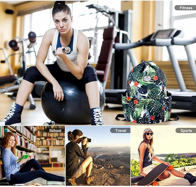 HUA ANGEL Drawstring Backpack Bag, Sport Gym Sackpack Lightweight Small Gym Bag for Men Women Pull String Sport Beach Bag