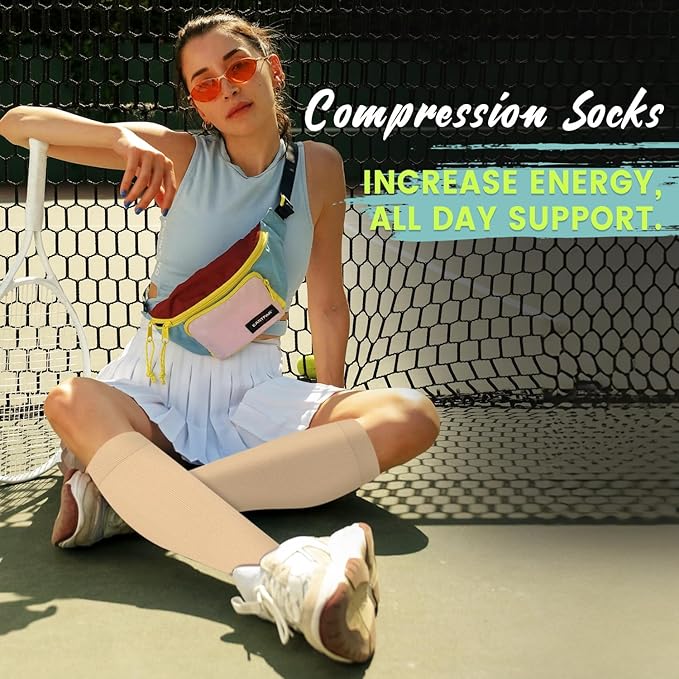 Iseasoo Copper Compression Socks (15-20 mmHg) for Men & Women - Running, Hiking, Cycling, Travel - Improves Circulation