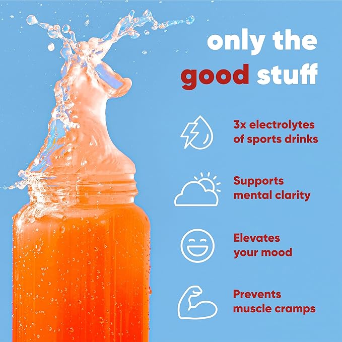 IQMIX Hydration Electrolyte Powder – 4-in-1 Formula for Hydration, Mental Clarity, Mood and Recovery – Sugar-Free Drink Mix, Keto, Magnesium L-Threonate, Lion’s Mane – 20 Count Blood Orange