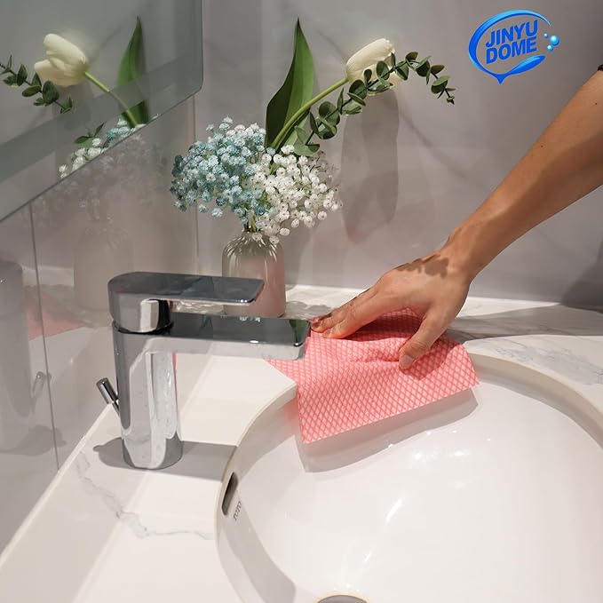 Disposable Kitchen Cleaning Cloths Dish Towels Dish Cloth Reusable Cloths for Kitchen, Bathroom, Household Cleaning (Red 100 Pack)