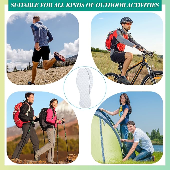 Janmercy 100 Pairs Disposable Shoe Liners Breathable Thin Insoles Replaceable Sweat Absorbing Shoe Inserts Barefoot Odor Eaters Insoles for Women Men Hiking Boot Sneaker Running