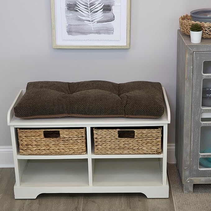 Klear Vu Corner Nook or Piano Seat Omega Non-Slip Tufted Bench Cushion for Indoor Furniture, Entryway Storage, Bay Window, 30 Inches, 21 Dark Brown