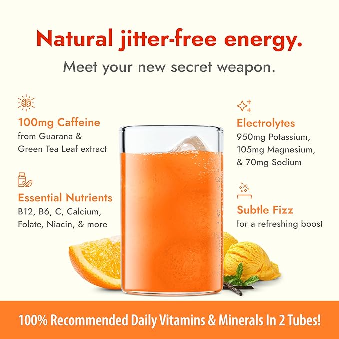 Zipfizz Daily Energy Drink Powder, Orange Cream, 20 Pack | 3-in-1 Sustained Energy, Rapid Hydration, and Essential Vitamins | Sugar-Free | Electrolyte Powder | Contains Vitamin B-12 & Antioxidants