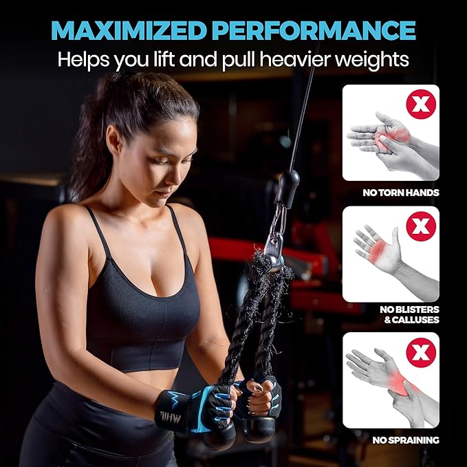 MhIL Workout Gloves for Women – Breathable Gym Gloves for Women with Palm Protection and Enhanced Grip – Padded Weight Lifting Glove for Womens with Wrist Wraps Support Weightlifting Exercise Cycling