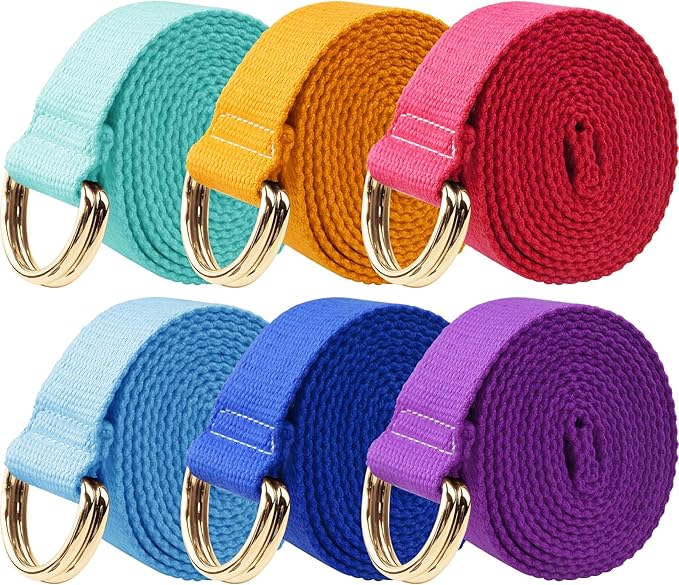 6 Packs Yoga Strap for Stretching Yoga Belt Adjustable Straps for Non Elastic Stretching Strap Exercise Straps for Pilates