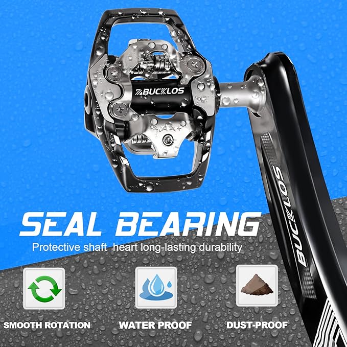 BUCKLOS SPD Clip Pedals PD-M760/M780 MTB Mountain Bike Clipless Dual Sided Pedals - Road Bike Spin Bike Sealed Bearing Bicycle Clips in Pedal Compatible with Shimano SPD Cleats (9/16" Aluminum)