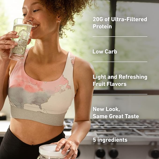 Isopure Clear Whey Isolate Protein Powder, Lactose Free, Gluten Free, Naturally Flavored, Citrus Lemonade, 20g Protein Per Serving, 14.1 Oz, 16 Servings (Packaging May Vary)