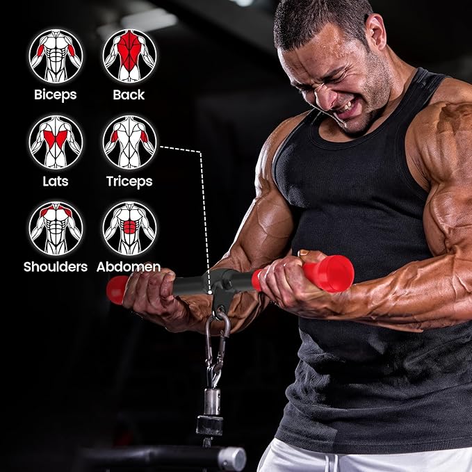 V-shaped Bar Straight Rotating Bar Curl LAT Pull Down Bar D Handle Double D Row Handle With PU Grip Environmentally Odorless, Lat Pulldown Attachments Cable Machine Attachment for Home Gym