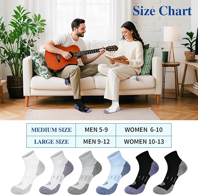 Diabetic Socks for Men,6 Pairs Ankle Mens Diabetic Socks,Diabetic Neuropathy Socks for Men 9-12