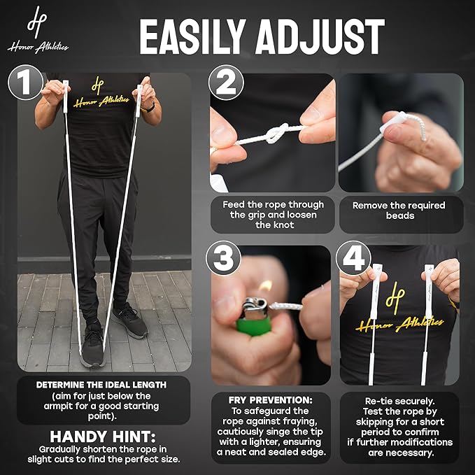 Honor Athletics 2.0 Beaded Jump Rope - Adjustable with Unbreakable Handles & Shatterproof Beads for Enhanced Fitness Training