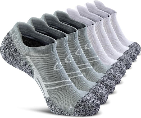 CWVLC No Show Sports Compression Socks for Men Women with Cushion (4/8 Pairs)