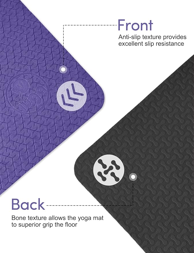 IUGA Yoga Mat Non Slip Anti-tear Pilates Mat Eco Friendly Hot Yoga Mats Thick for Workout & Exercise(72"x 24"x 6mm)