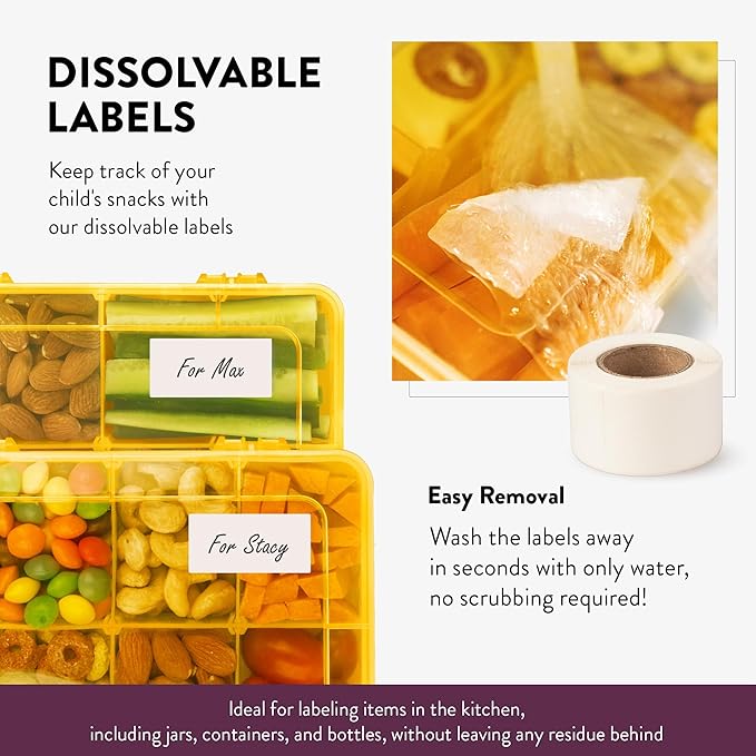 Snack Box Containers Set of 2-Reusable,100 Dissolvable Labels, 8 Adjustable Compartments, Dishwasher Safe, BPA-Free, Meal Prep Container, PARENT TESTED PARENT APPROVED AWARD (2 Pack) (Yellow)