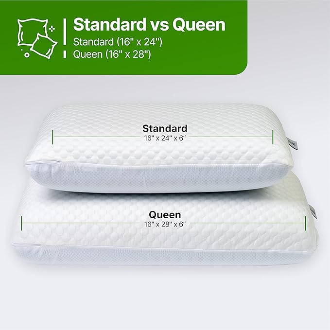 GhostBed Firm Cooling Memory Foam Pillows - Queen Size Pillow, Ventilated with Washable Cover - Ideal Bed Pillows for Stomach, Back, and Side Sleepers - Premium Cooling Pillows. Firm Pillow