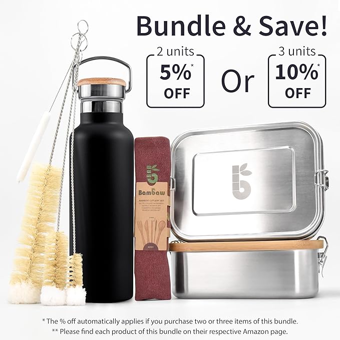 Bambaw Insulated Water Bottle 16 oz, Black Water Bottle, Stainless Steel Water Bottle, Dishwasher Safe Water Bottle, Travel Water Bottle No Straw, Metal Water Bottle – Jet Black