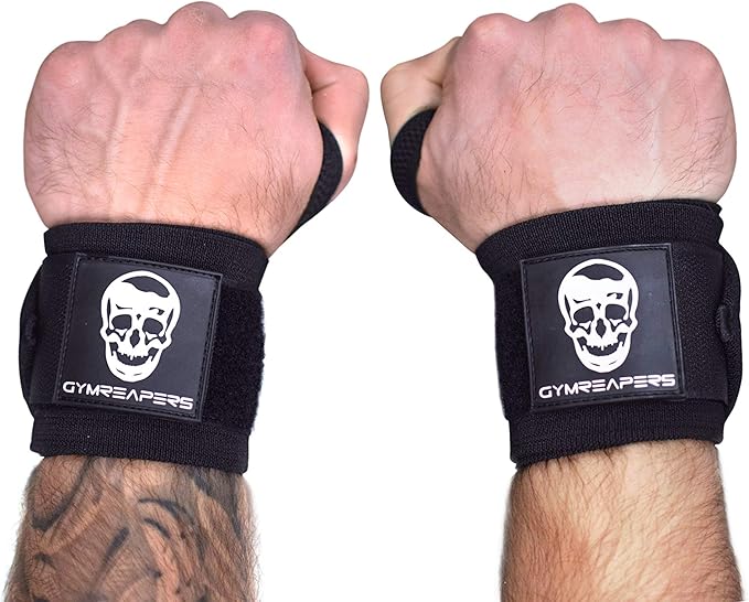 Wrist Wraps Weightlifting - Stiff Heavy Duty 18 inch Wraps With Thick Thumb Loop For Powerlifting, Bodybuilding, Cross Training, & Heavy Presses