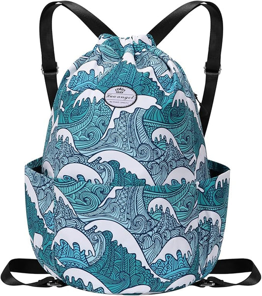HUA ANGEL Drawstring Backpack Bag, Sport Gym Sackpack Lightweight Small Gym Bag for Men Women Pull String Sport Beach Bag