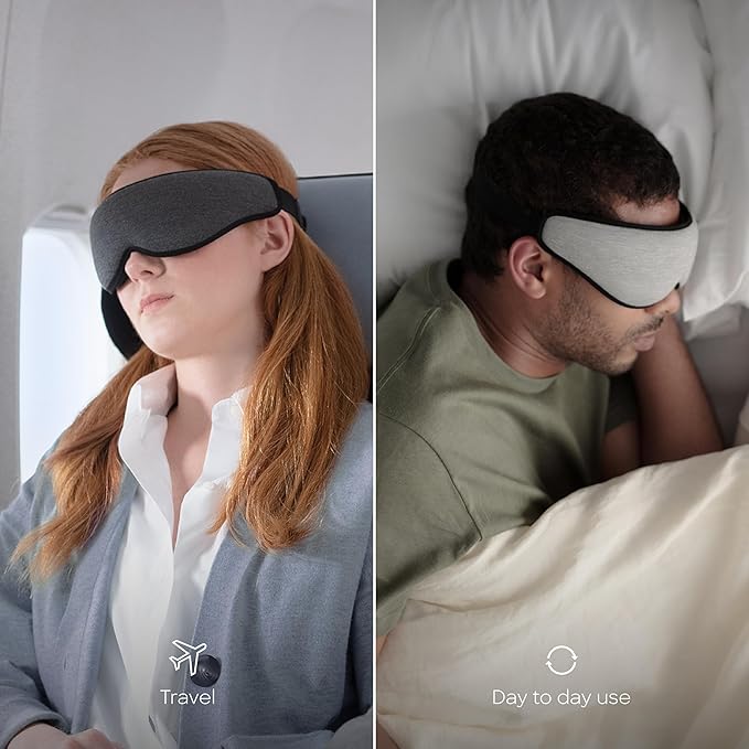 Ostrichpillow Eye Mask, Sleep Mask for Men Women 100% Blackout, No Pressure On Eyes, Soft & Breathable, Adjustable Fit, Travel Bag Included