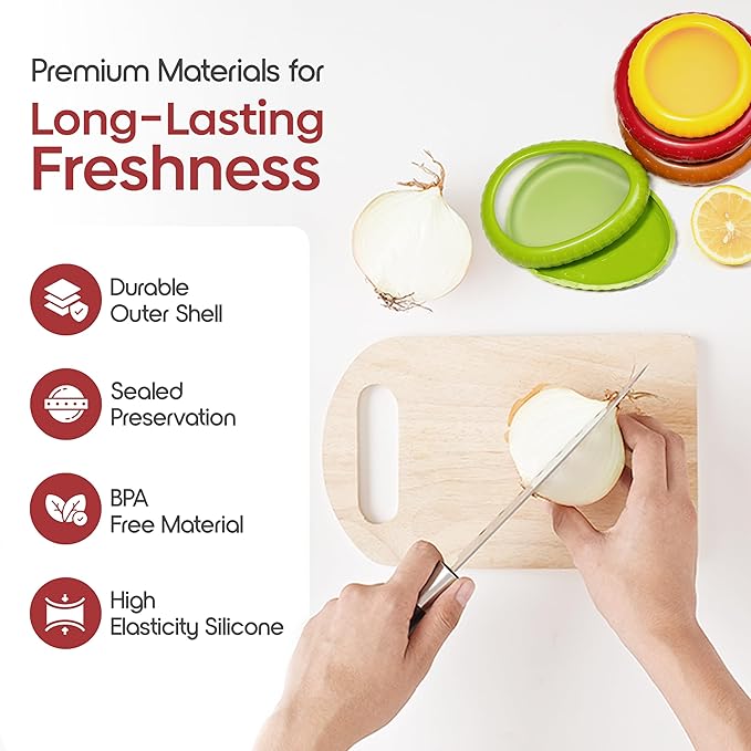 Set of 4 Food Popz Storage Containers | Fruit and Vegetable Anti-Oxidation Storage Box for Avocado, Onion, Lemon & Tomato | Fresh Pod Reusable Fruit Antioxidant Storage for Fridge | BPA-Free Box