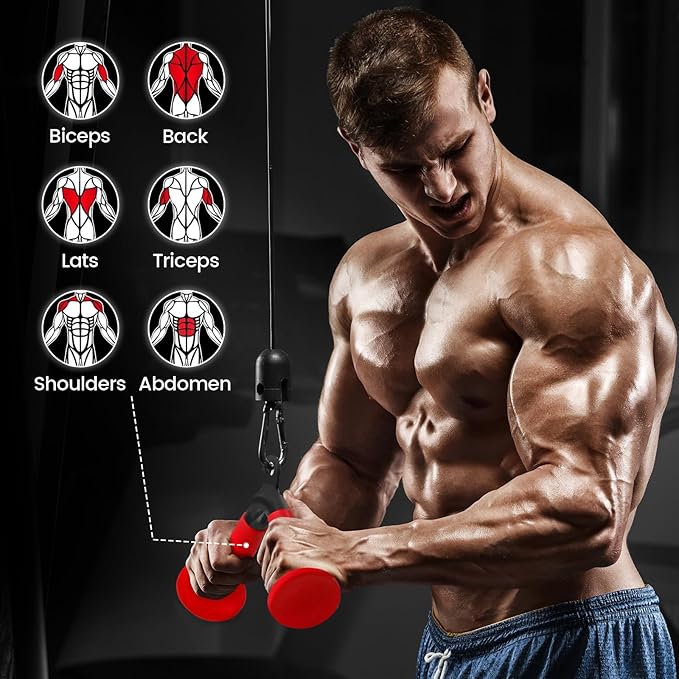 V-shaped Bar Straight Rotating Bar Curl LAT Pull Down Bar D Handle Double D Row Handle With PU Grip Environmentally Odorless, Lat Pulldown Attachments Cable Machine Attachment for Home Gym