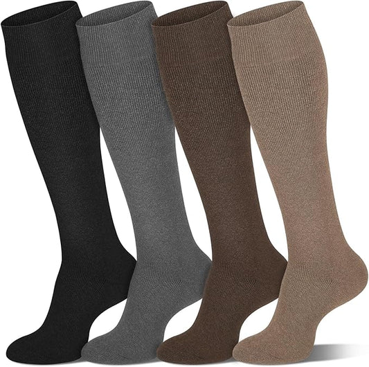 Iseasoo Warm Knee High Socks for Women & Men - Thick Thermal Cotton Boot Socks, Non-Slip Winter Hosiery for Ski & Hiking