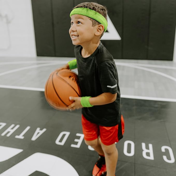 Suddora Sweatbands for Kids, Moisture Wicking 2 Wristbands and 1 Headband Set, Soft and Skin-Friendly Fabric, Moisture-Wicking Athletic Sweat Bands for Basketball, Baseball, Soccer