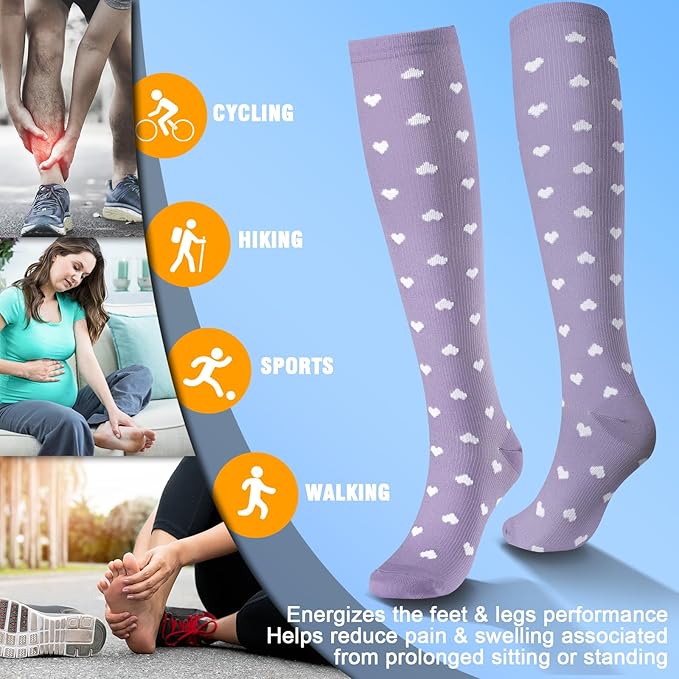 bropite Halloween Compression Socks for Women & Men-Pumpkin Ghost 6 Pairs 20-30mmhg Support Running Nurse Travel