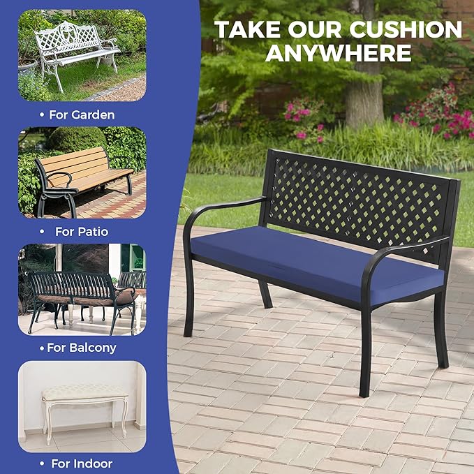 Outdoor Bench Cushions for Outdoor Furniture, 59x18x3 Inch, Waterproof Bench Pillow, Fade Resistant Long Bench Seat Pads for Garden, Indoor, Porch Swing, Navy Blue