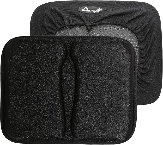 Gel Padded Seat Cushion Cover for Recumbent Bike & Rowing Machine - Extra Wide Thick Memory Foam with Gel Pad for Exercise Recumbent Bicycle and WaterRower, Concept2, for Women and Men Comfort