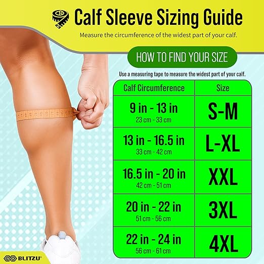 BLITZU 3 Pairs Calf Compression Sleeves for Men and Women. Footless Compression Socks & Leg Support for Running, Travel, Nursing, Fitness. Shin Splints Pain Relief & Reduce Swelling Black L-XL