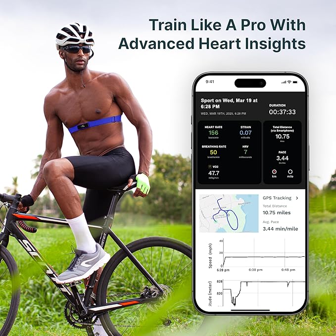 Frontier X2 Smart Heart Rate Monitor Chest Strap, Wearable Heart Rate Monitor with Strain, Breathing Rate, Real Time Vibration Alerts and 20+ Fitness Activities with Continuous Heart Monitoring
