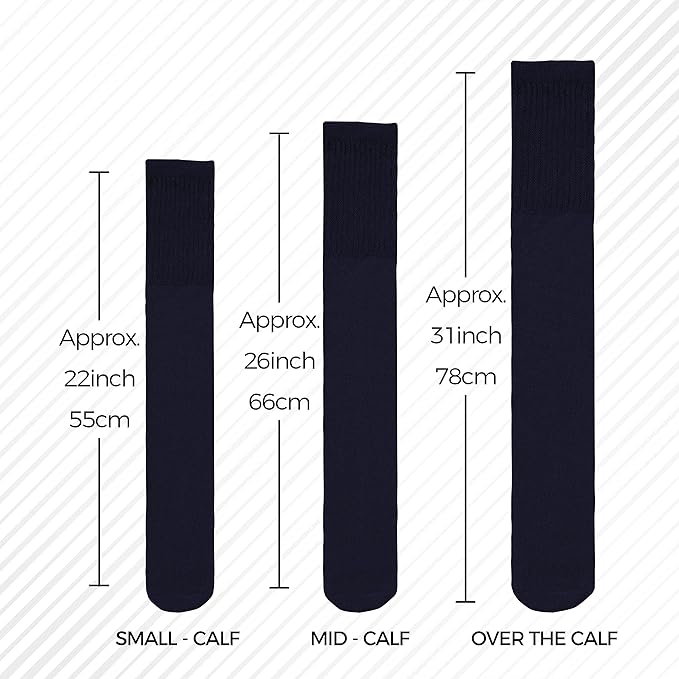 Diamond Star Men's 6 Pack Athletic Tube Socks Running Sports OVER THE CALF Full Cushioned Premium Soft Cotton Big and Tall