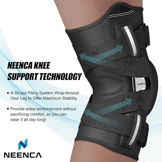 NEENCA Professional Knee Brace for Knee Pain, Hinged Knee Support with Patented X-Straps Fiting System, Strong Stability for Joint Pain Relief, Arthritis, Meniscus Tear, ACL, PCL, MCL, Sports, Workout