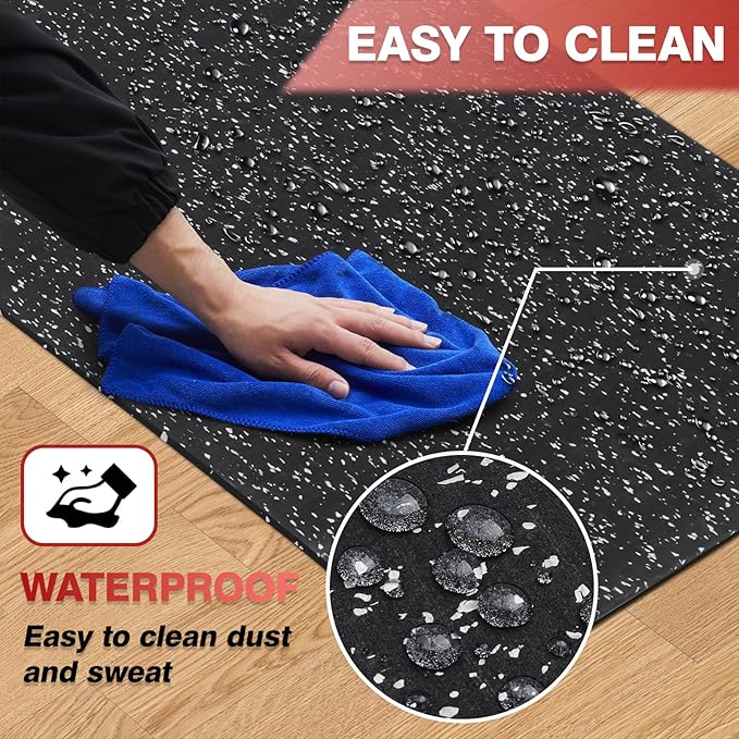 Treadmill Mat for Hardwood Floors - 100% Recycled Rubber Mat for Home Gym Flooring, Durable Workout Fitness Mats, Walking Pad Exercise Bike Equipment Mat, Non-Slip 0.16" Thick, Grey