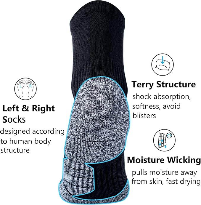 CWVLC Compression Athletic Quarter Socks Cushioned for Men Women