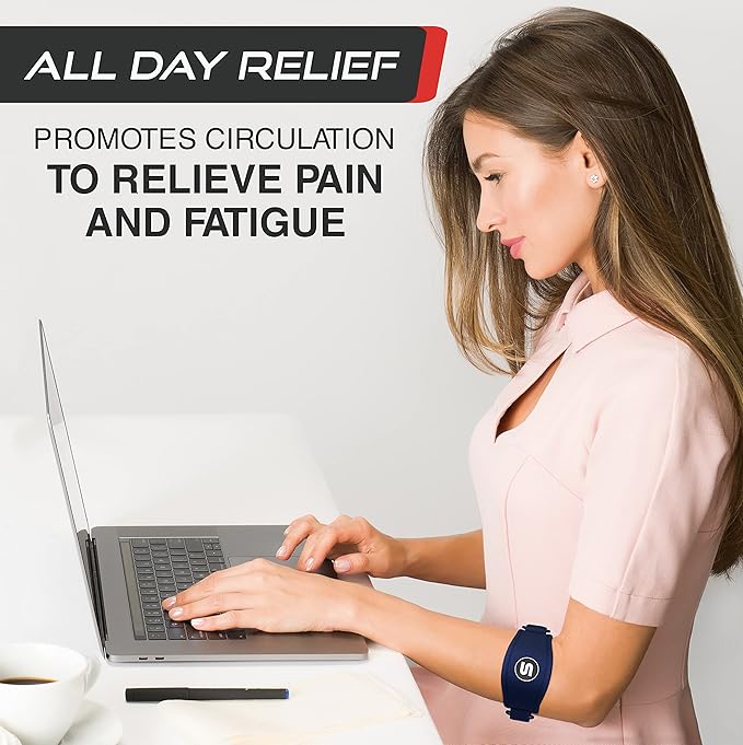 Sleeve Stars Tennis Elbow Brace for Women - Adjustable Tennis Elbow Strap, Golfers Elbow Brace for Men, Counterforce Brace for Tendonitis Relief, Fits 9"-23" (Pair/Navy Blue)