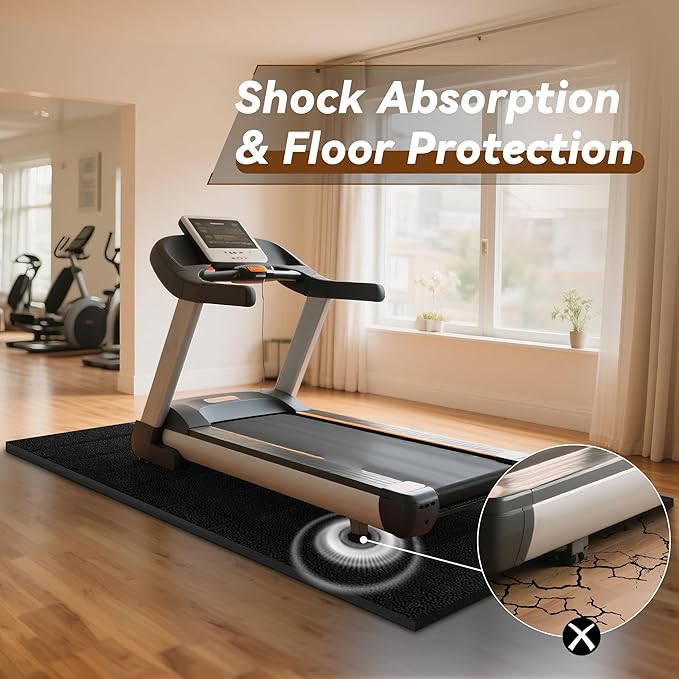 Treadmill Mat – 71" x 32", 1/4" Thick Non-Slip Walking Pad Mat for Carpet Floors & Hardwood, Shock Absorbing Exercise Mat & Under Treadmill Mat for Floor Protection in Home Gym