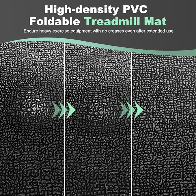 Treadmill Mat, Exercise Equipment Mat 63"x30", 1/4" Thick, Foldable Non-Slip Waterproof Surface for Walking Pad, Stationary Bike, Elliptical, Carpet & Hardwood Floor Protection, Noise Reduction