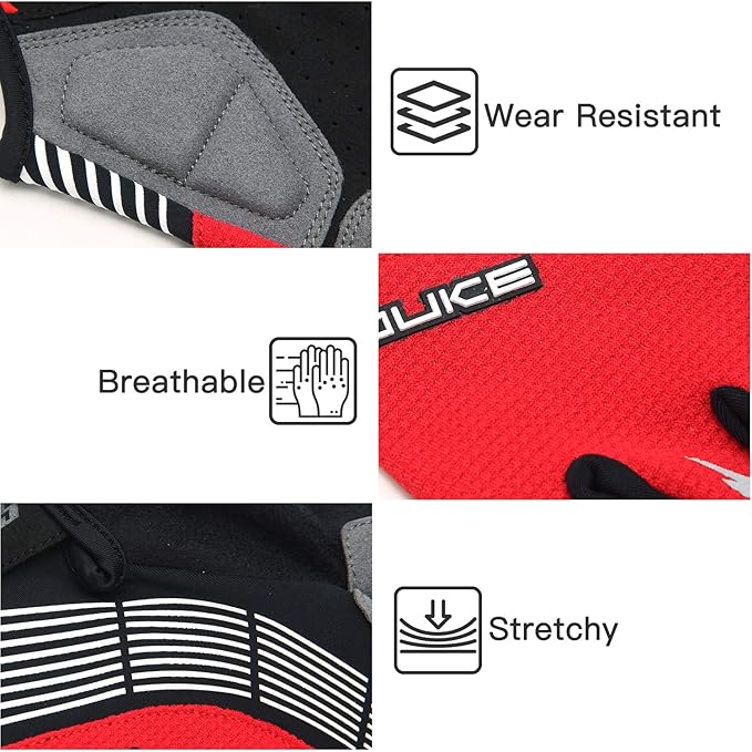 Souke Sports Cycling Bike Gloves - Padded Half Finger Bicycle Gloves with Shock-Absorbing, Anti-Slip, Breathable MTB & Road Biking Features for Men & Women