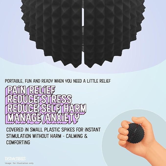 Round Spiked Sensory Fidget Clicker, Tactile Stimming Device with Mechanical Clicky Switches, Lanyard Attachment, Ideal for Pain Stim, ADHD, Autism & Stress Relief (Black, Large)