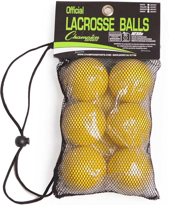 Champion Sports Lacrosse Balls: Official Size Sporting Goods Equipment for Professional, College & Grade School Games, Practices & Recreation - NCAA, NFHS and SEI Certified