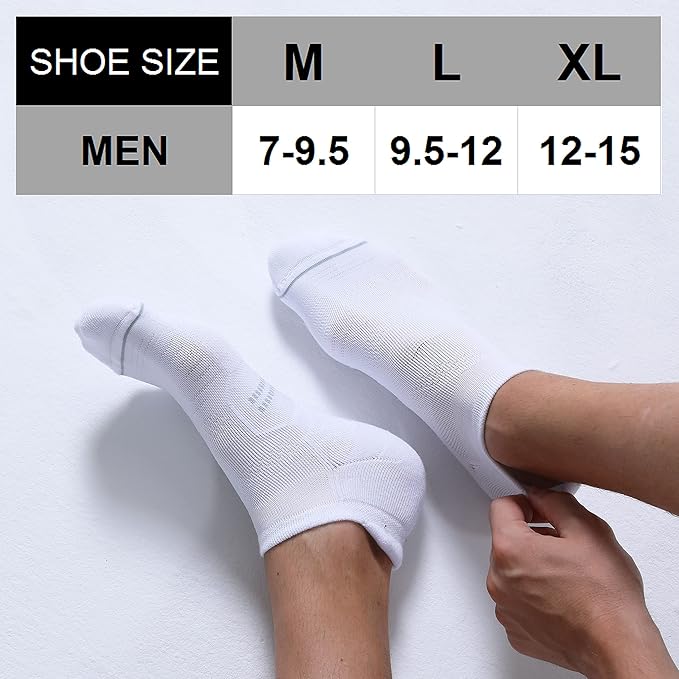 CS CELERSPORT 6 Pack Men's Running Ankle Socks with Cushion, Low Cut Athletic Sport Tab Socks