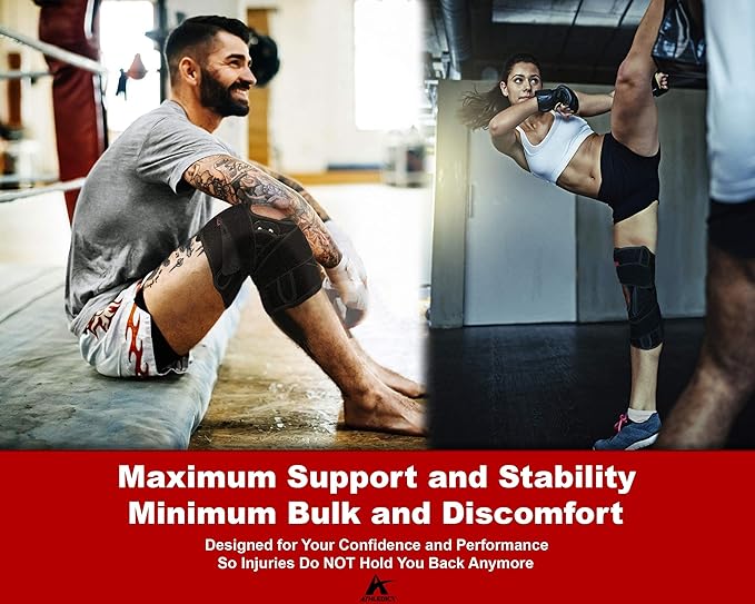 Hinged Knee Brace Support with Strap & Side Patella Stabilizers for Protection & Pain Relief for Arthritis, Meniscus Tear, ACL, MCL - Sports Compression Wrap for Running & Recovery - Men & Women