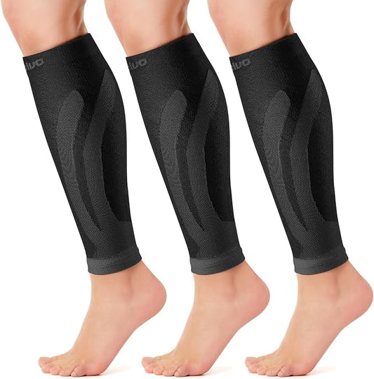 CAMBIVO 3 Pairs Calf Compression Sleeves for Men & Women – Footless Compression Socks for Shin Splints, Pain Relief, Varicose Veins – Leg Support for Running, Travel, Fitness, Nursing